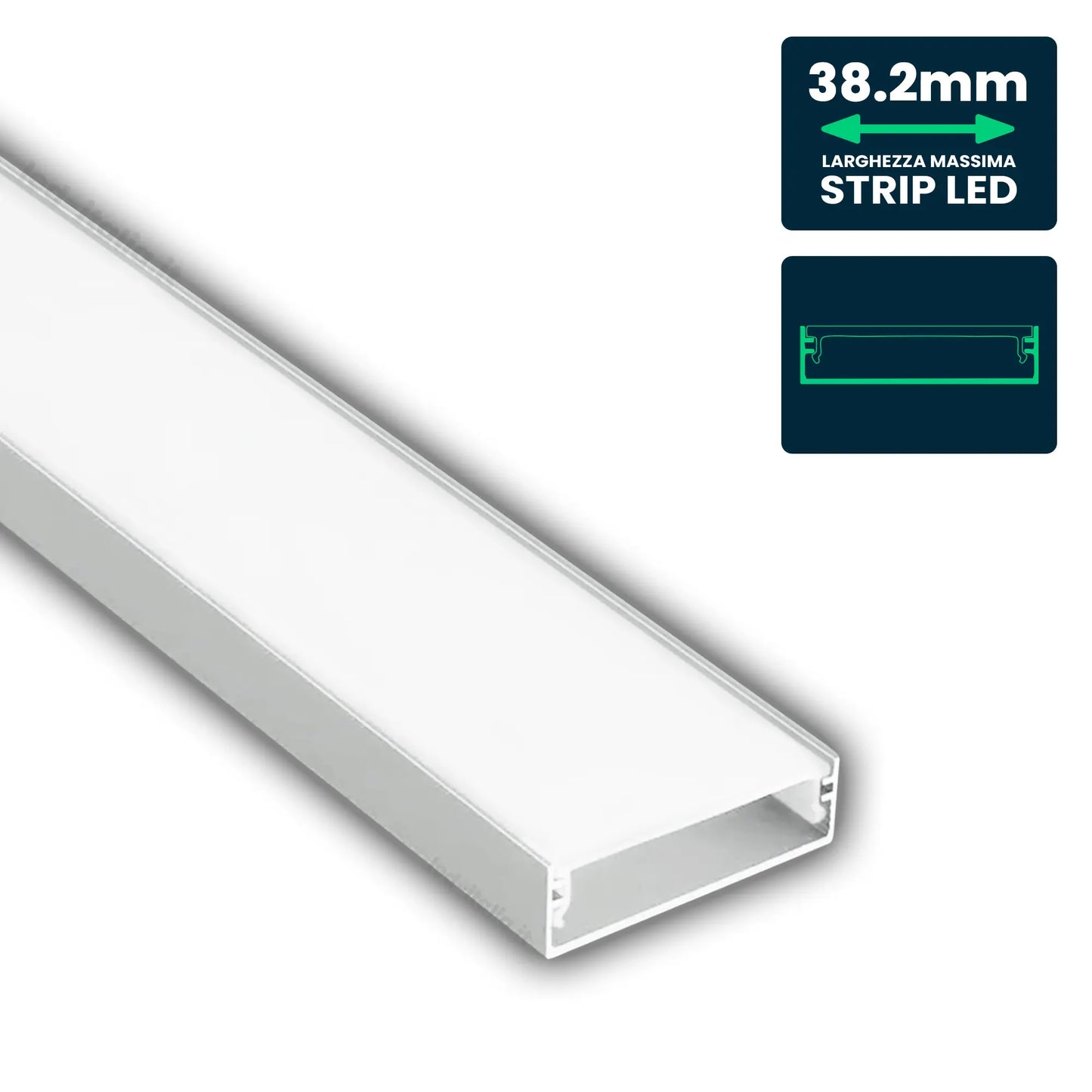 MOUNTING KIT WITH DIFFUSER FOR LED STRIP SURFACE 1000*40*10mm