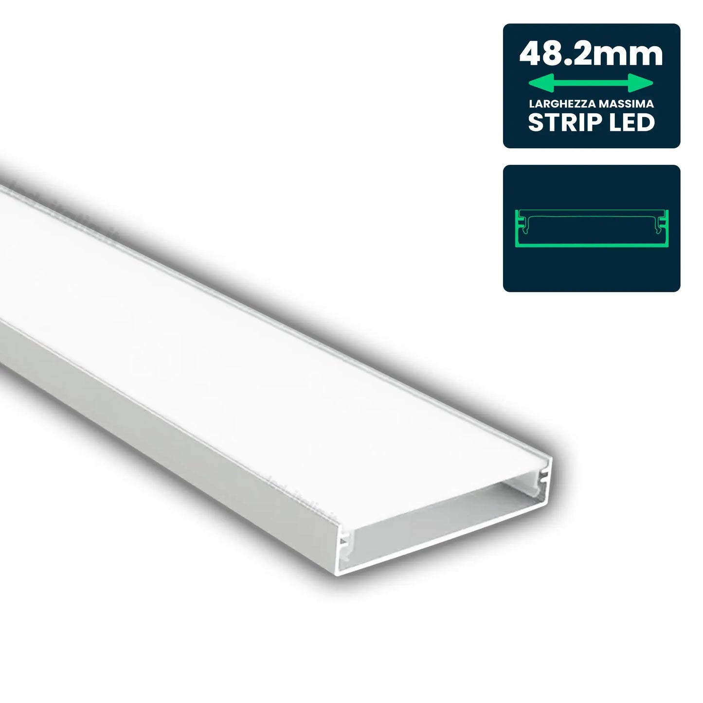 MOUNTING KIT WITH DIFFUSER FOR LED STRIP SURFACE 1000*50*10mm