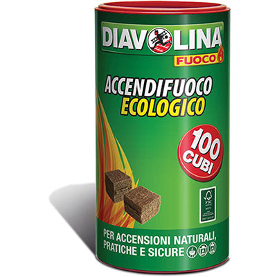 ACCENDIFUOCO ECOLOGICO 100 DIAVOLINA FUOCO - CUBETTI 100