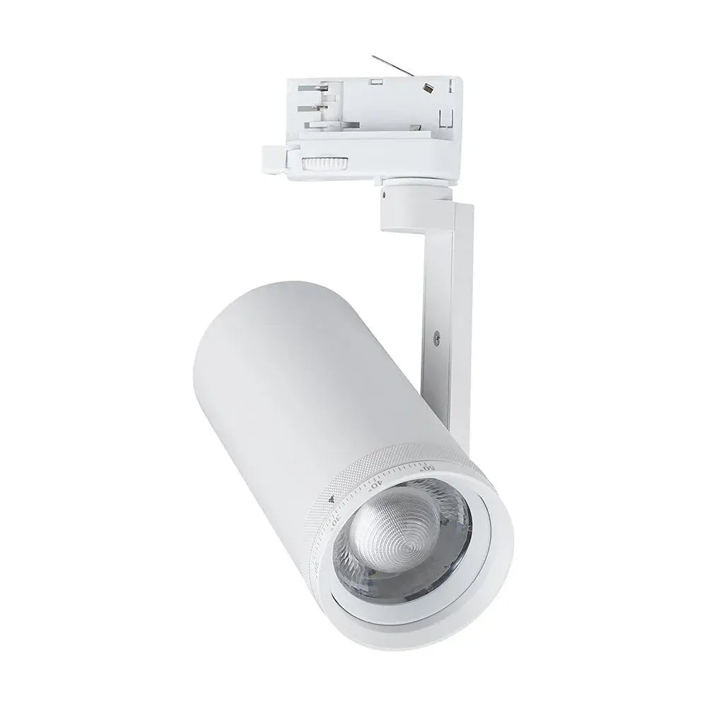 30W LED COB ZOOMABLE TRACKLIGHT 25°-50° BEAM ANGLE 3IN1 WHITE BODY
