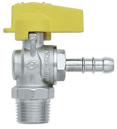 VALVOLA SFERA GAS A SQUADRA 586 BUGATTI - OTTONE NICHELATO MM  8X1/2M