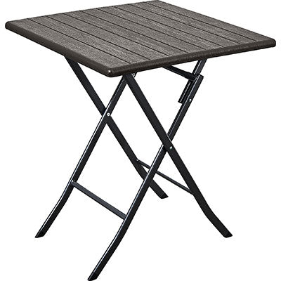 TAVOLO WOOD DOMUS - HDPE MARRONE/ACCIAIO CM 62X62 H.CM 74