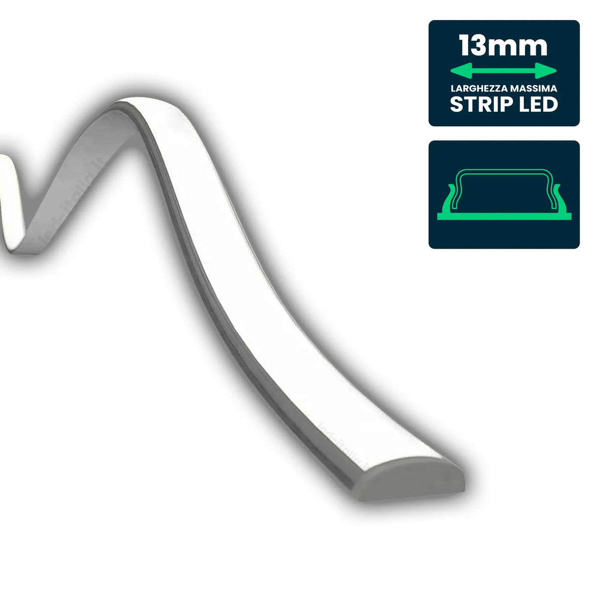 Mounting Kit with Diffuser For LED Strip 2000X18X6mm White Housing