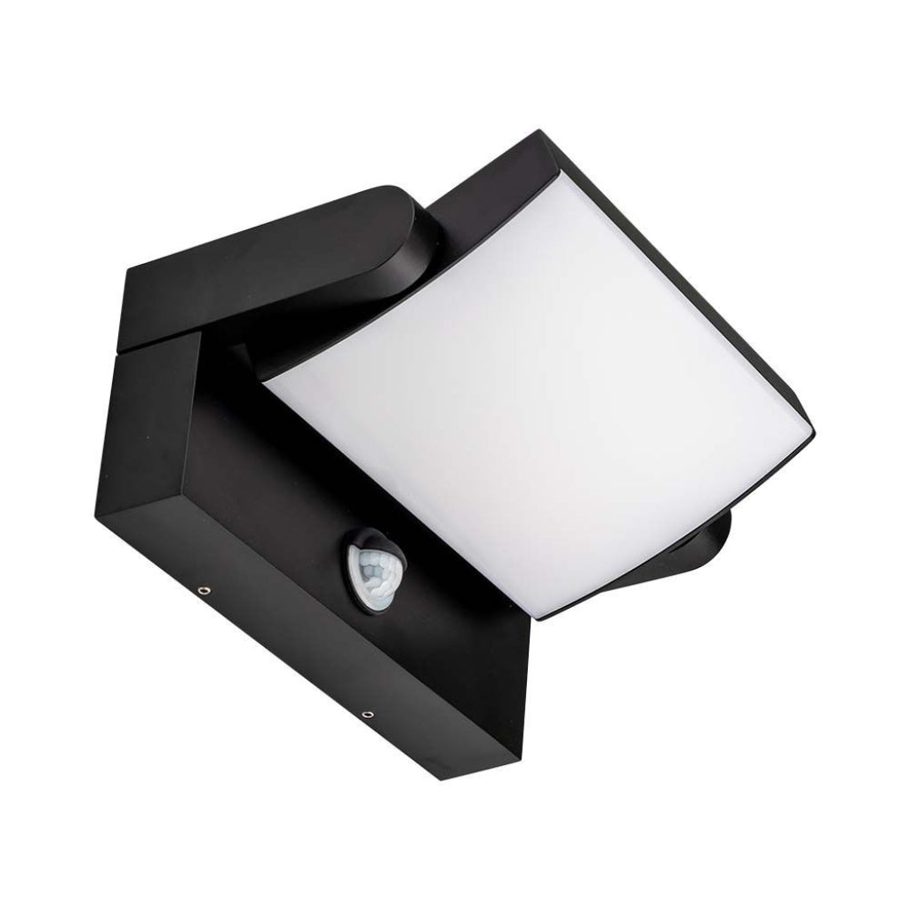 17W LED Wall Light with Sensor 3000K Black Body IP65