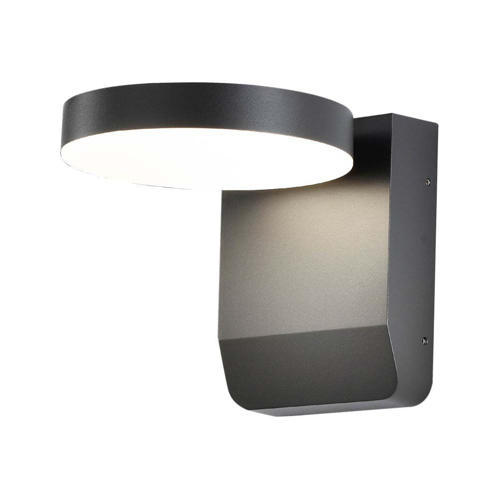 17W LED Wall Light 3000K Black Body Round IP65