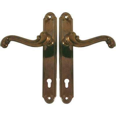 MANIGLIA BAROCCO PLACCA FORO SAGOMATO - OTTONE BRONZATA Q8 I.MM 90 CF=PZ 2
