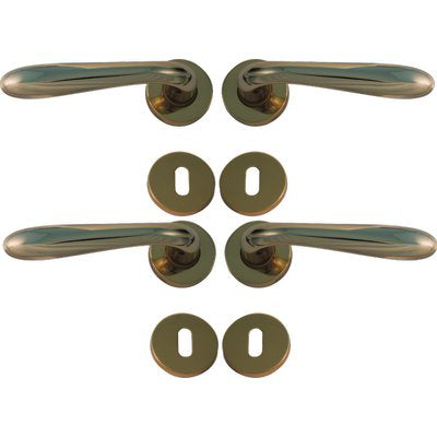 MANIGLIA GOCCIA OTTONE ROSETTA FORO PATENT - ZAMA OTTONE LUCIDO Q8 CF=PZ 4