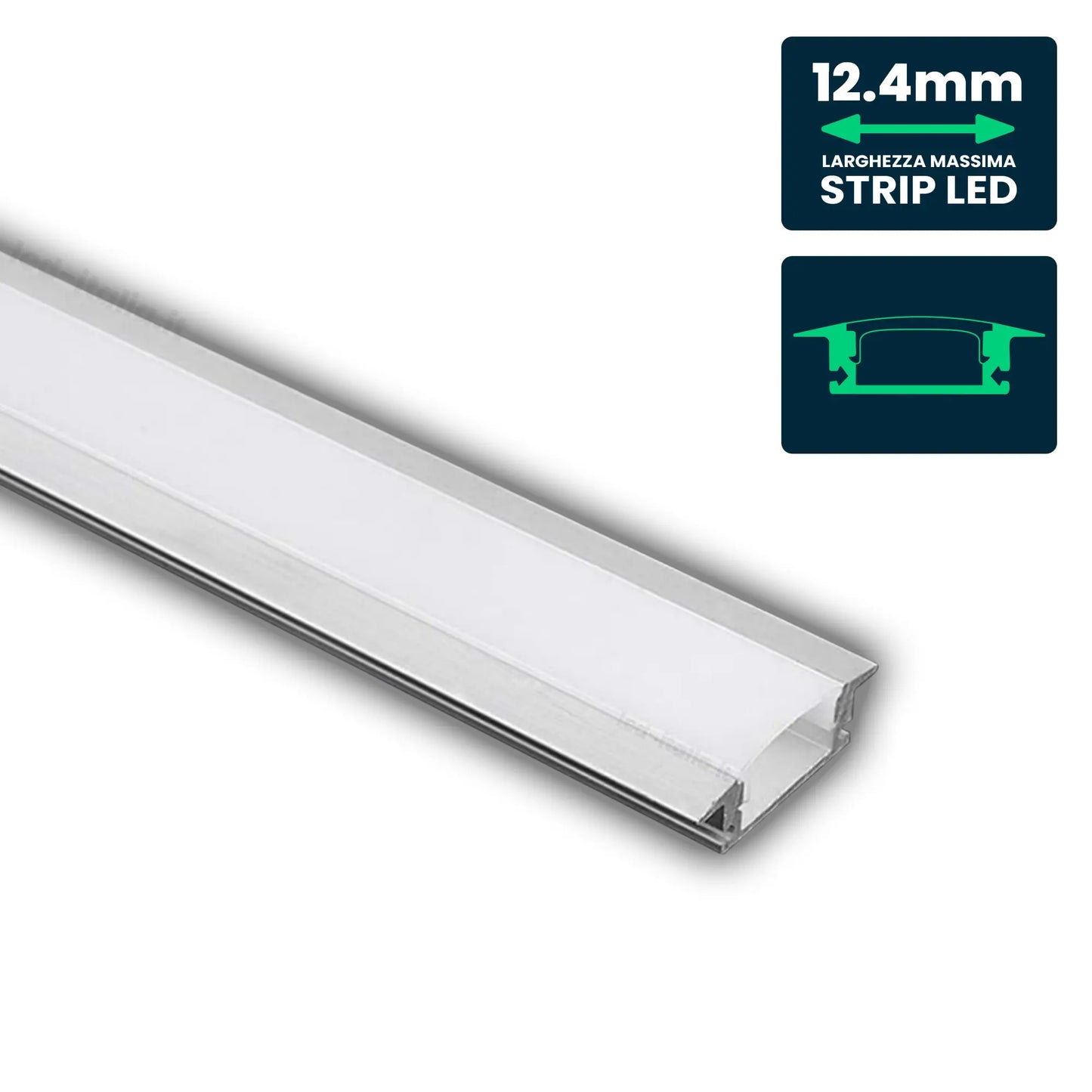 LED Strip Mounting Kit with Diffuser Aluminum 2000* 24.7*7mm Milky