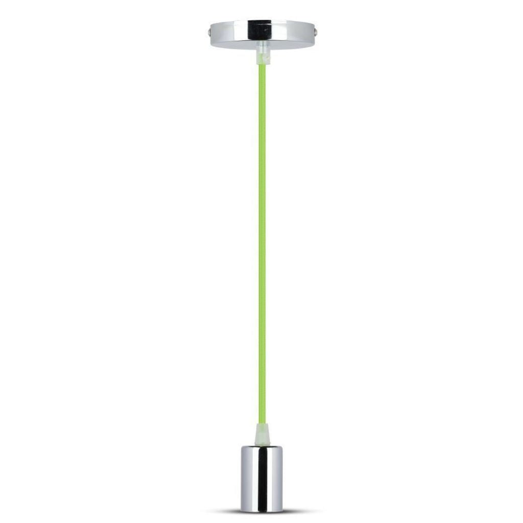 Chrome Metal Cup Pendant Light Green