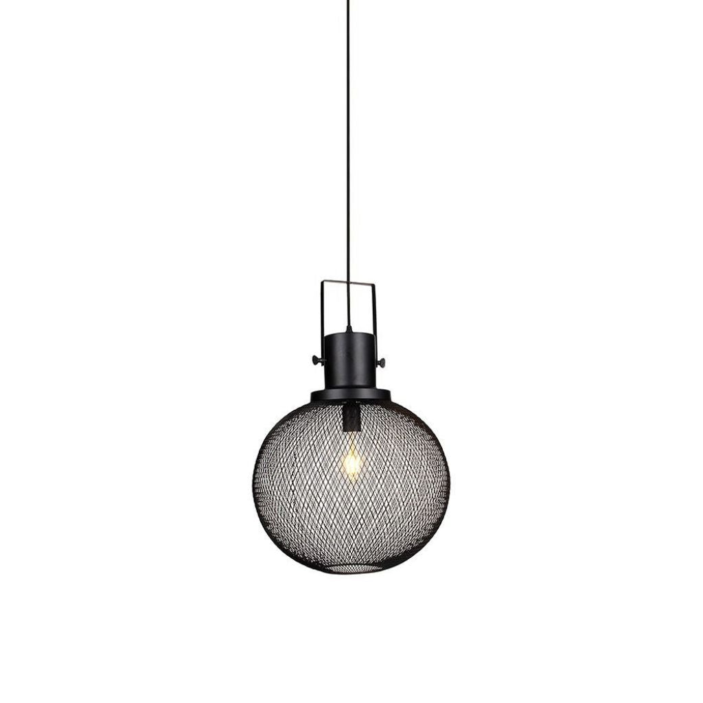 Pendant Light Black Metal Globe D:300mm
