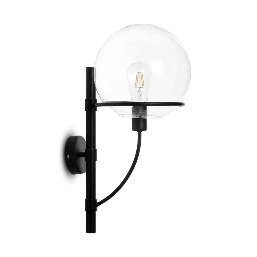 Wall Lamp Globe Shape Glass Transparent D:210mm