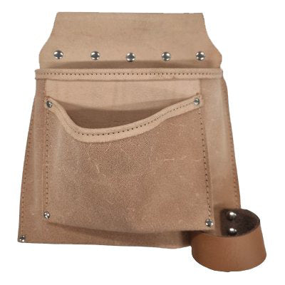 BORSA CARPENTIERE 2 TASCHE + PORTA MARTELLO - CROSTA BOVINA CM 29X27
