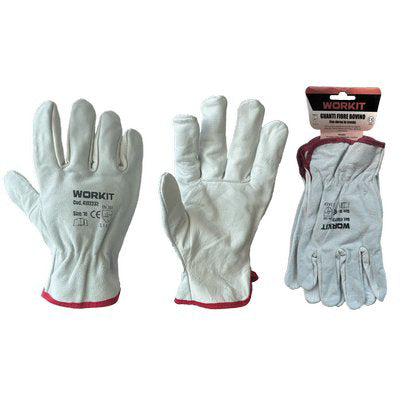 GUANTO DRIVER FIORE BOVINO WORKIT - BIANCO DORSO CROSTA  8