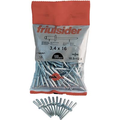 RIVETTO A STRAPPO ALLUMINIO FRIULSIDER - MM 4,0X16 CF=PZ 100