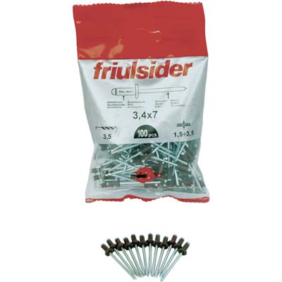 RIVETTO A STRAPPO ALLUMINIO TESTA MORO FRIULSIDER - MM 4,0X10 CF=PZ 100