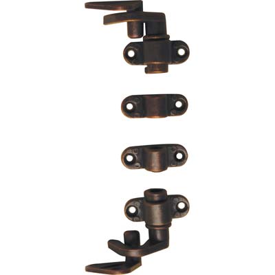 ACCESSORI IN KIT SERRATURA AD ASTE ROTANTI - ZAMA BRONZATA 2 GANCI+2 CAVALLOTTI+2 PERNI