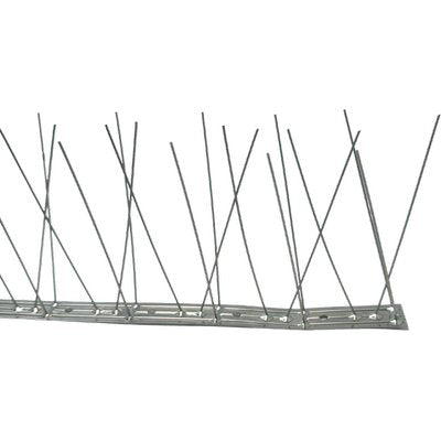 DISSUASORE VOLATILI A SPILLI INOX TRICOLORE - 80 PUNTE H.CM 11,5 BASE CM 100X2,9
