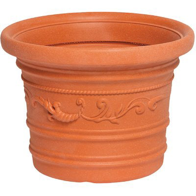 VASO TONDO FESTONATO PRESTIGE - RESINA TERRACOTTA CM 35 H.CM 26