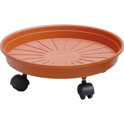 SOTTOVASO TONDO + RUOTE MARGHERITA ICS - PP TERRACOTTA X VASO CM 25