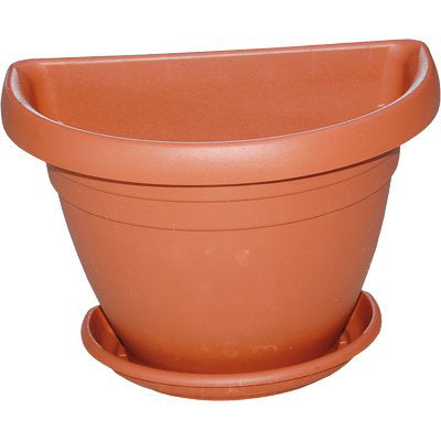 VASO + SOTTOVASO MEZZOTONDO MIMOSA ICS - PP TERRACOTTA CM 30X20 H.CM 22