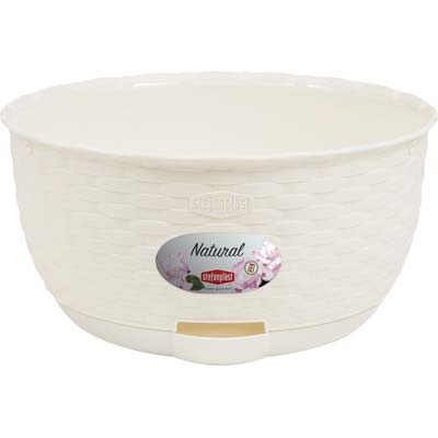 CIOTOLA RATTAN NATURAL STEFANPLAST - PP BIANCO CM 30 H.CM 14,5