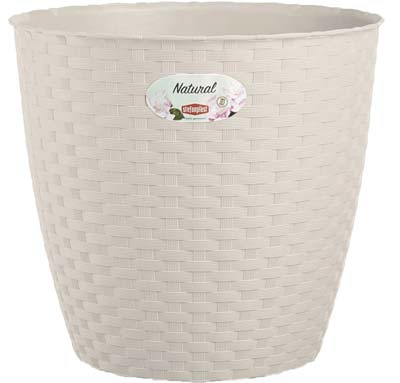 VASO RATTAN TONDO NATURAL STEFANPLAST - PP BIANCO CM 19 H.CM 17,5