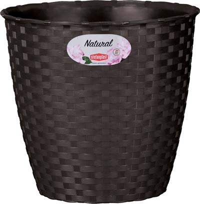VASO RATTAN TONDO NATURAL STEFANPLAST - PP MOKA CM 19 H.CM 17,5