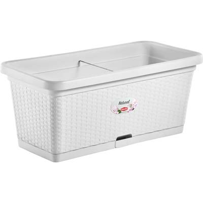 CASSETTA + RISERVA + RUOTE NATURAL STEFANPLAST - PP RATTAN BIANCO CM 80X40 H.CM 34