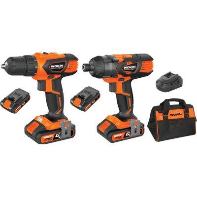 TRAPANO + AVVIT IMPULSI BATT GP20V 628002 WOKIN - VOLT 20X2 AH 2,0 1/4" + BORSA