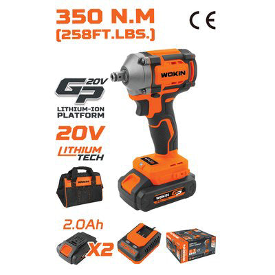 AVVITATORE IMPULSI BATTERIA GP20V 620333 WOKIN - VOLT 20X2 AH 2,0 BRUSHLESS + BORSA