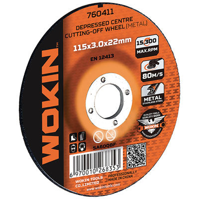 DISCO ABRASIVO TAGLIO FERRO 760 WOKIN - MM 115X22,2 H.MM 3 760411