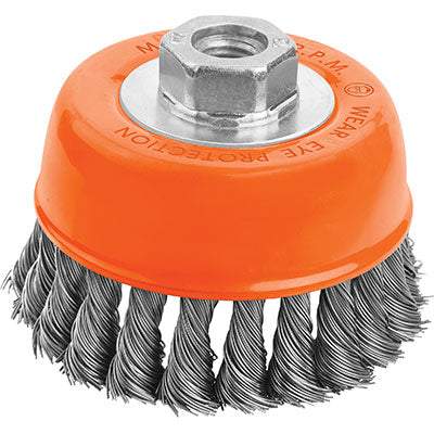 SPAZZOLA ACCIAIO RITORTO A TAZZA + FIL 7701 WOKIN - MM 100 F.M14 770104
