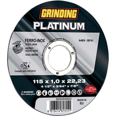 DISCO ABRASIVO TAGLIO FERRO PLATINUM GRINDING - MM 115X22,2 H.MM 1,6