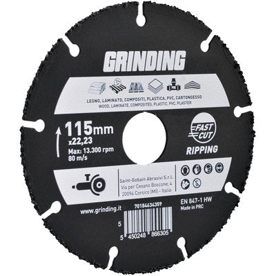 DISCO RIPPING LEGNO PVC INDUSTRIAL GRINDING - MM 115X22,2 H.MM 1,2