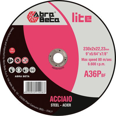 DISCO ABRASIVO TAGLIO FERRO ABRABETA - MM 230X22,2 H.MM 2,0