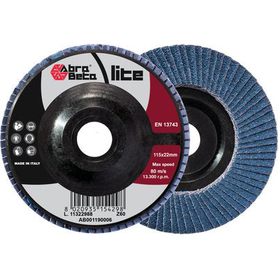 DISCO LAMELLE RADIALI ZIRCONIO ABRABETA - MM 115X22 GRANA  60