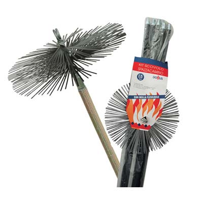 SCOVOLO ACCIAIO KIT PULIZIA CAMINO + MOLLA DOMUS - MM 250 H.MT 8,40