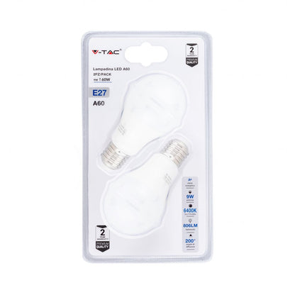 LED Bulb 9W A60 E27 6400K (Blister 2 pezzi)