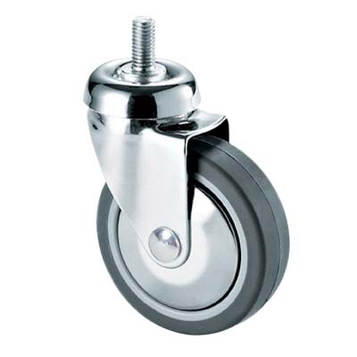 RUOTA A FORCELLA GIREVOLE PERNO FILETT 220B AVO - A/ZINCR/GOMMA GRIGIA D.MM 60X24 F.MA 10X30