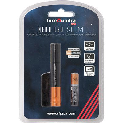 TORCIA LED NERO LED SLIM EXPO LUCE QUADRA - WATT 0,5 1XMINI STILO AAA INCLUSA