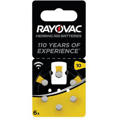 PILA APPARECCHIO ACUSTICO RAYOVAC 10 VARTA - GIALLO CF=PZ 6