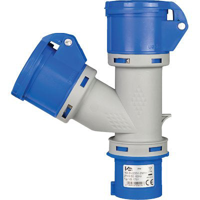 ADATTATORE DOPPIO SPINA BLU-PRESA BLU 1751 VB - 2P+T 16A IP44