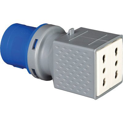 ADATTATORE SPINA BLU-16A BIPASSO DOPPIA 77000 VB - 2P+T 16A IP44