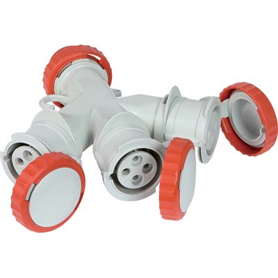ADATTATORE MULTIPLO SPINA ROSSA - PRESA ROSSA FME - 3P+T 16A IP44