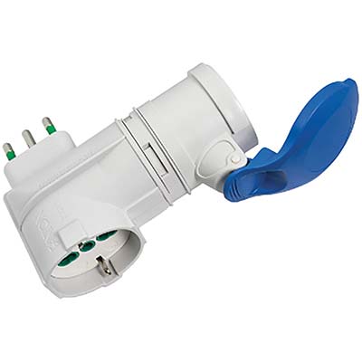 ADATTATORE 16A-PRESA BLU+16A BIPASSO+SCHUKO FME - 2P+T 16A IP44