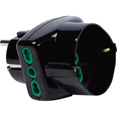ADATTATORE TRIPLO SCHUKO-16A+SCHUKO FME - NERO 2P+T