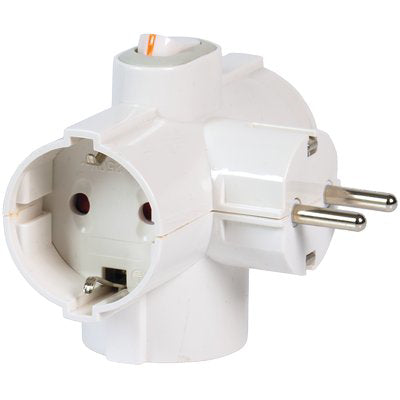 ADATTATORE TRIPLO SCHUKO-SCHUKO+ INT. 16A FME - BIANCO 2P+T