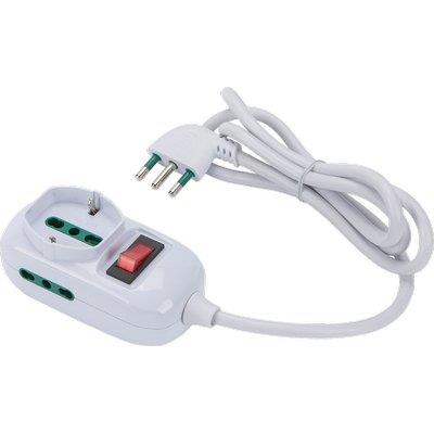 MULTIPRESA TRIAX BIPASSO + SCHUKO+ TERMICO RETAIL - BIANCO POSTI 3 2P+T 16A N°XMMQ 3X0,75 MT 1,2