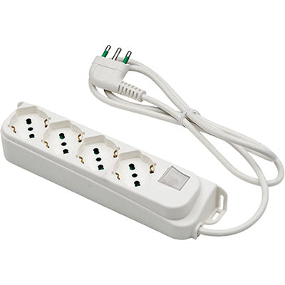 MULTIPRESA BIPASSO SCHUKO + INT.LUM RETAIL FME - BIANCO POSTI 4 2P+T 16A N°XMMQ 3X1,0 MT 1,5