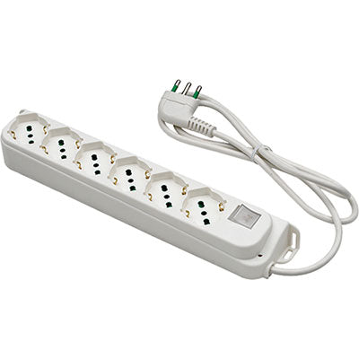 MULTIPRESA BIPASSO SCHUKO + INT.LUM RETAIL FME - BIANCO POSTI 6 2P+T 16A N°XMMQ 3X1,0 MT 1,5
